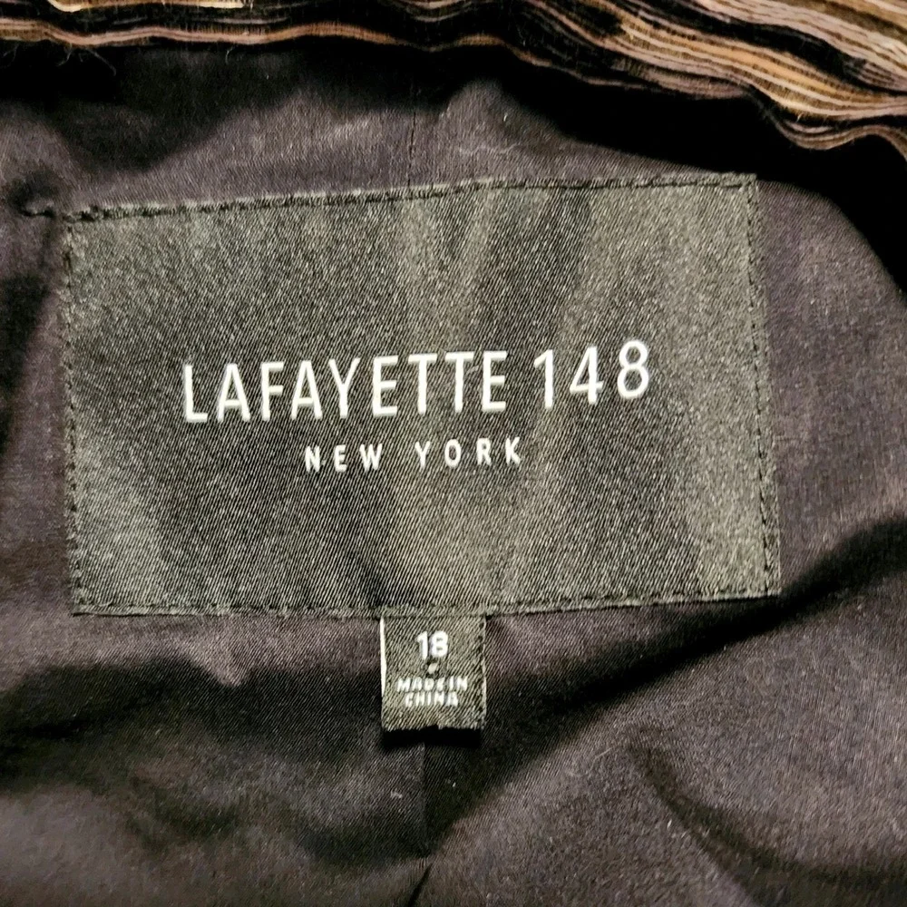 Lafayette 148 New York Size 18 Textured Jacquard Cotton Linen Blazer Jacket - Picture 4 of 9